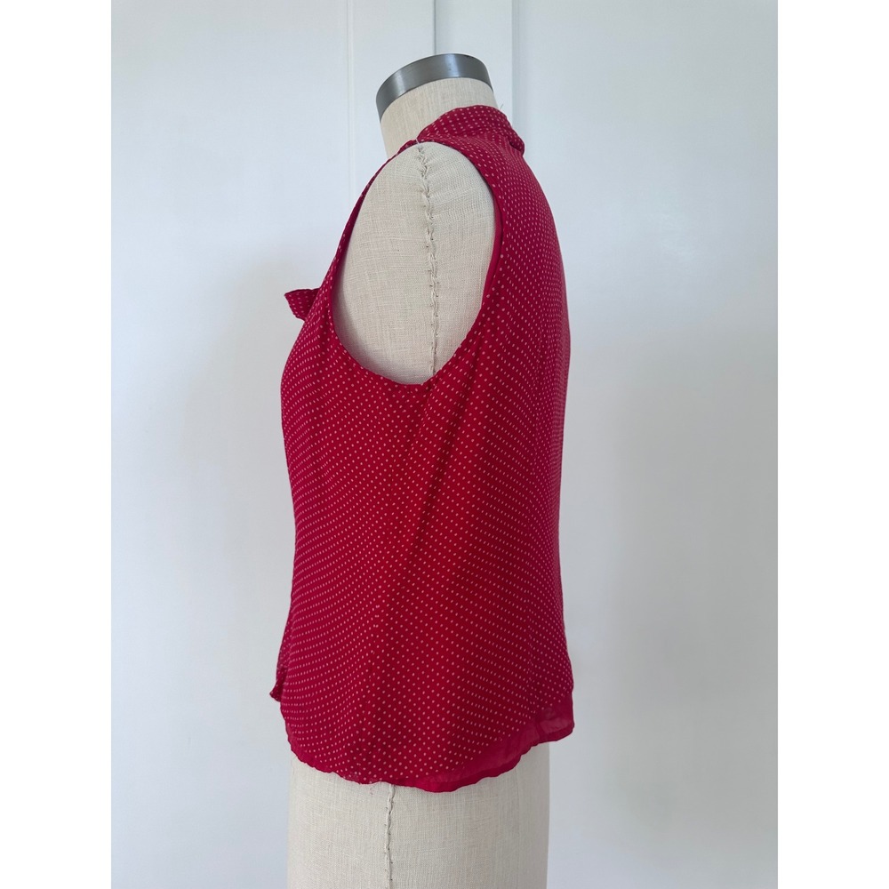 New York City Design Co Vintage 90s Silk Tie Neck Blouse Red Polka Dot Top M - Picture 8 of 8
